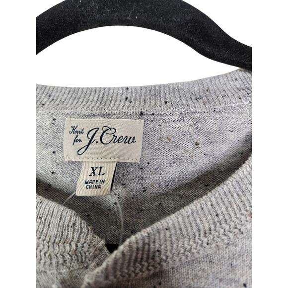 NEW J.Crew Sz XL Heather Gray Cotton-silk Donegal Tweed Henley Sweater Casual - Picture 3 of 5